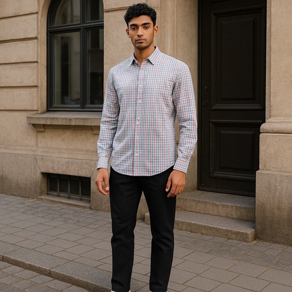 UNTUCKit Men's Slim Fit Check Long Sleeve Button-Up Shirt Men’s Size Medium - Picture 2 of 5